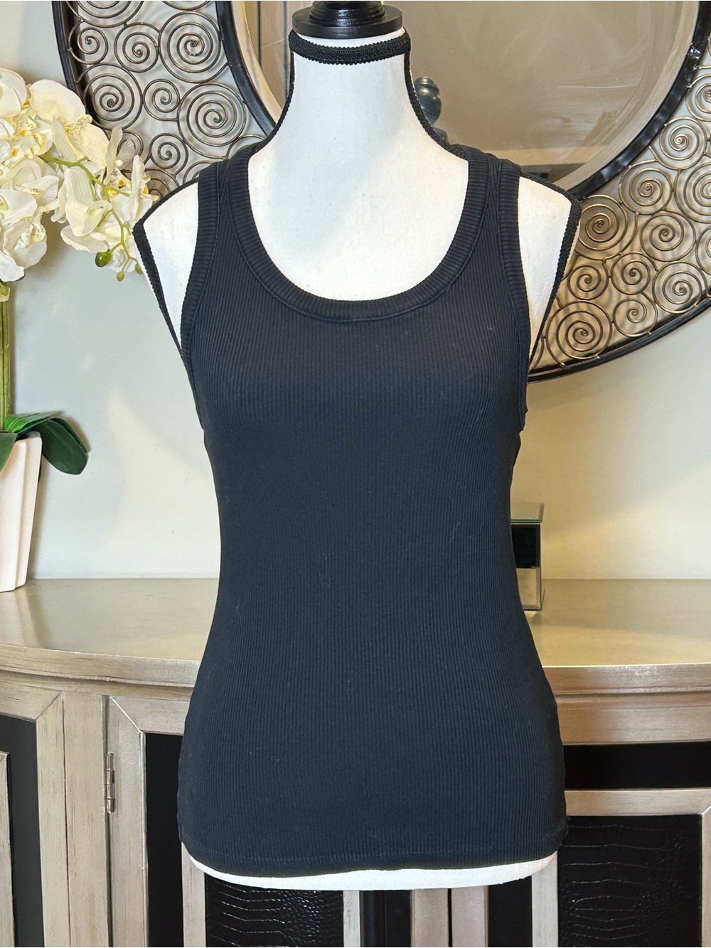 Agolde Black Ribbed Tank Top